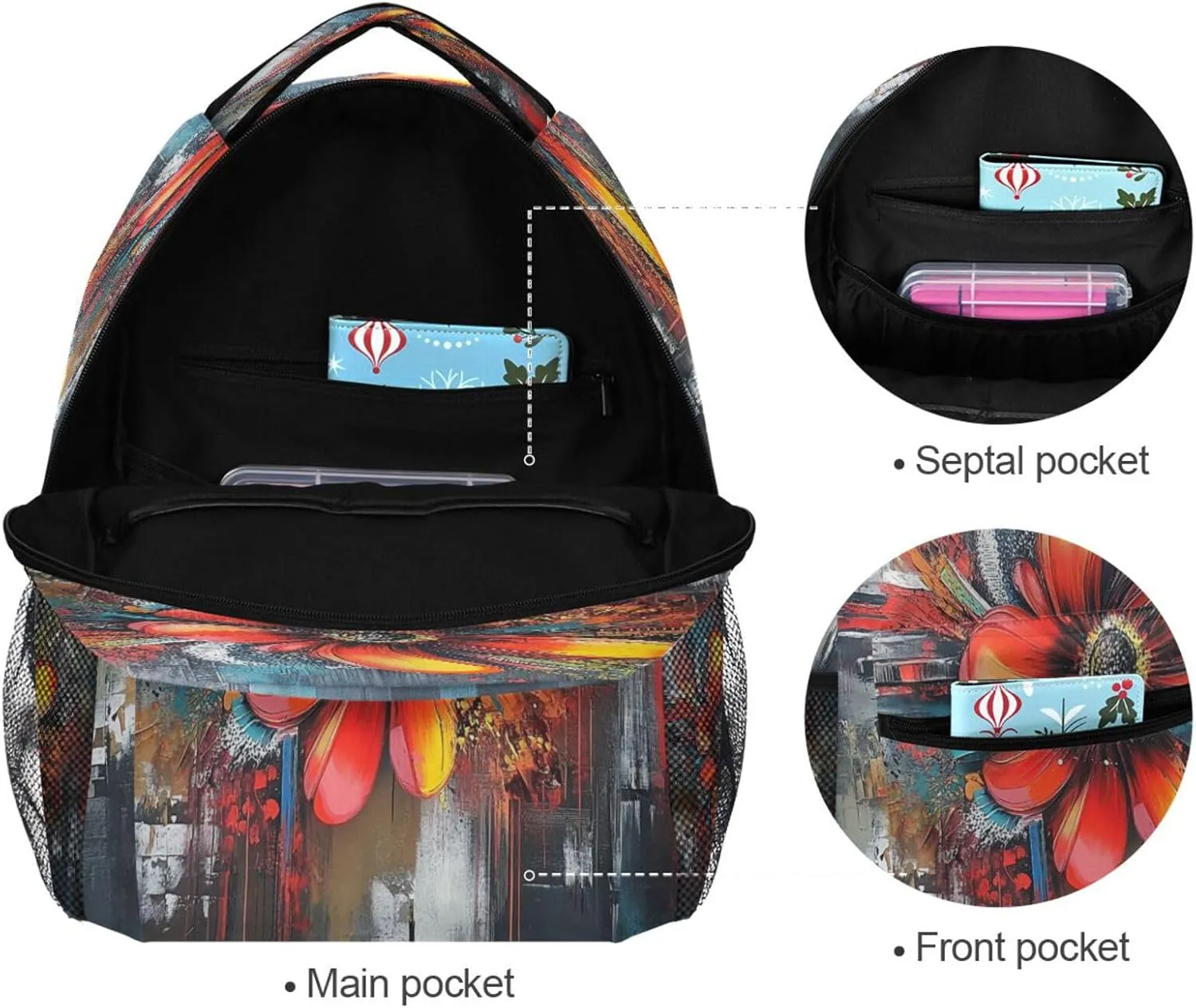 JSTEL Kid Flower Backpack,Elementary School Backpack Flower Kid Bookbag for Boy Girl Ages 5 to 13,07