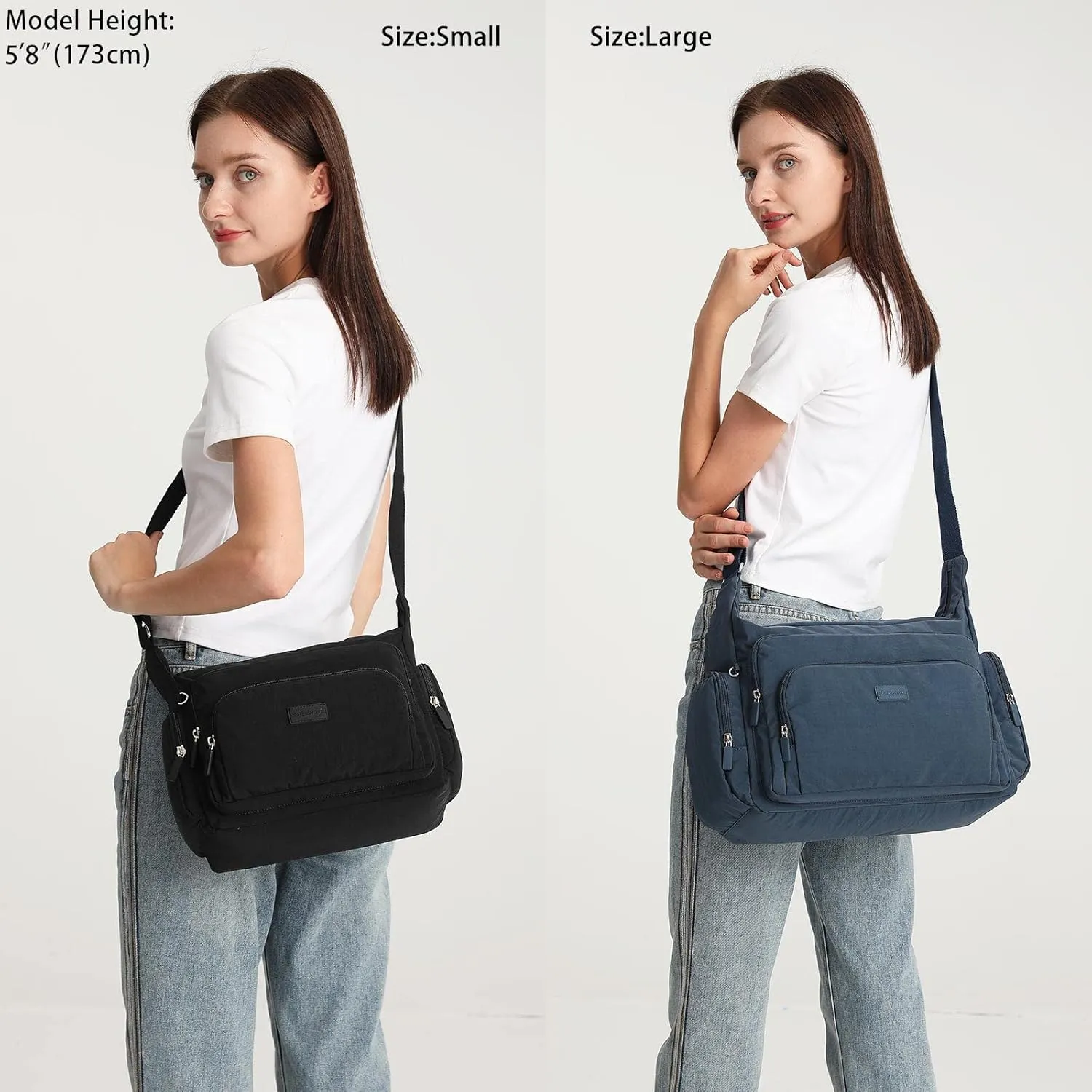 KAIERWOKE Crossbody Handbags for Women with Anti theft Casual Multi Pocket Shoulder Bag Nylon Travel Purse
