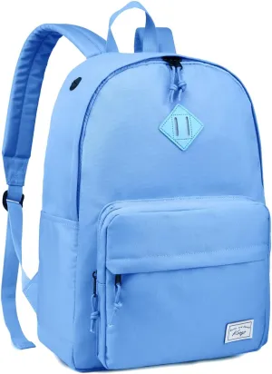 Kasqo School Backpack, 15.6 Inch Casual Lightweight Water-Resistant Backpack Bookbag Daypack for Teens Girls Boys Kids to School, College, Travel, Work, Lightblue