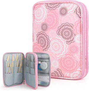 Katech Knitting Needle Case (up to 8''), Circular Knitting Needles Organizer Case for Interchangeable Knitting Needle, Portable Travel Needle Organizer Bag with Zipper for Carry Knitting Accessories