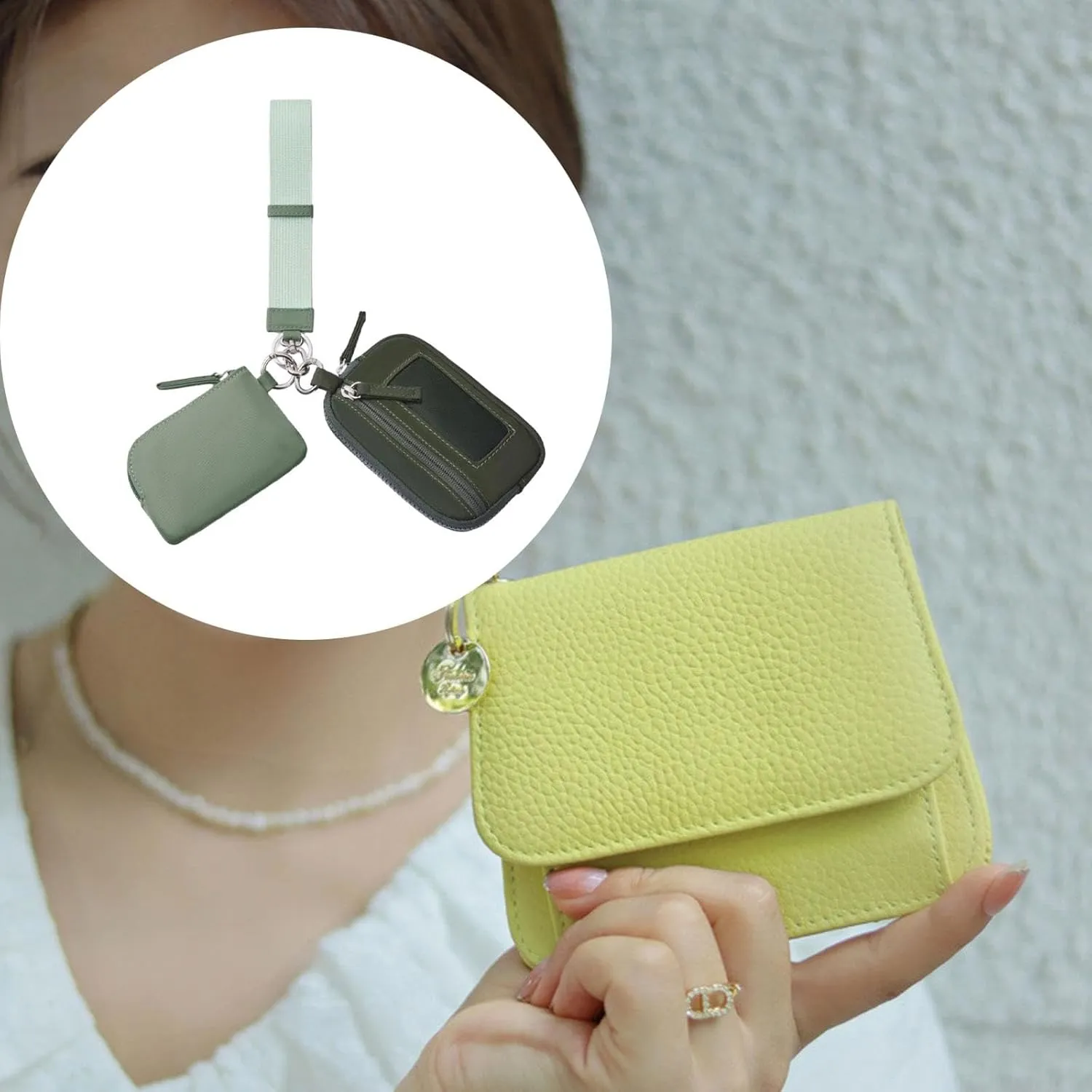 Keychain Wristlet Wallet Small Wallet with Keyring Portable Trendy Women Men Purse for Valentines Gift Backpacking Traveling