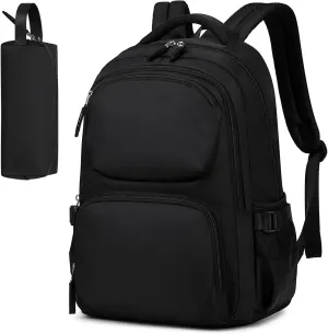 Kids Backpack, School Backpack with Pencil Case Set for Boys Kawaii Girls Bookbag for Elementary Middle School, Age 6-12, Plain Black