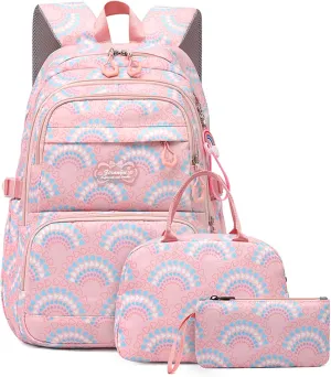 Kids Girls Backpack with Lunch Box Backpack for School Girls Backpack Lunch Box Combo