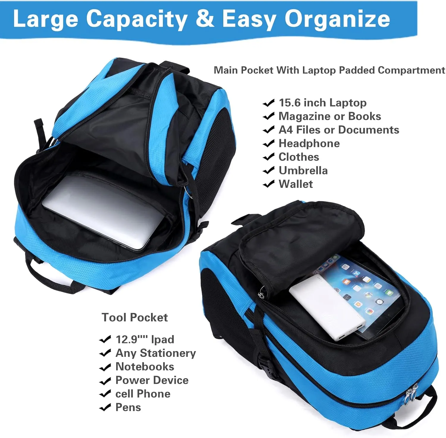 Kids School Backpack For Boy And Girl,Large Capacity High Middle Elementary Primary Students Teens Sports Bookbag (Light Blue)