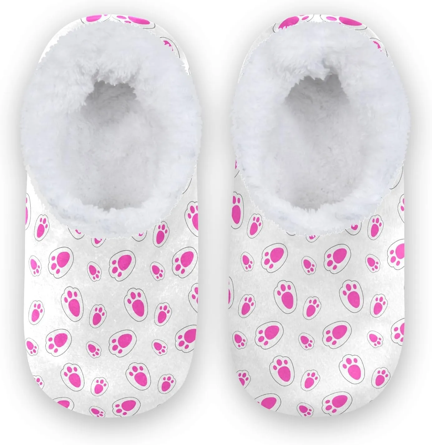 Kids Winter Slippers Footprints Rabbit Funny Animal Paw Print Warm Soft Non Slip House Slippers for Boys Girls Indoor