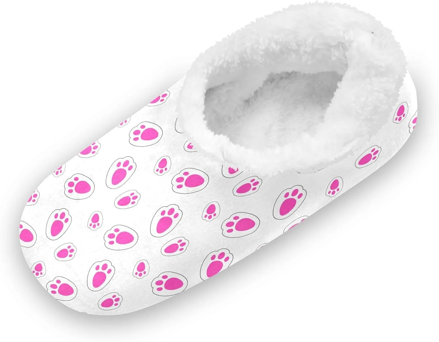 Kids Winter Slippers Footprints Rabbit Funny Animal Paw Print Warm Soft Non Slip House Slippers for Boys Girls Indoor