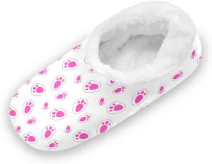 Kids Winter Slippers Footprints Rabbit Funny Animal Paw Print Warm Soft Non Slip House Slippers for Boys Girls Indoor