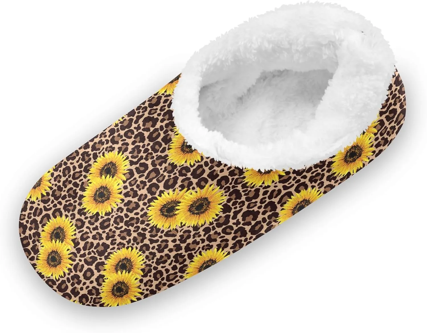 Kids Winter Slippers for Boys Girls Sunflowers Leopard Animal Print Warm Soft Non Slip House Slippers Children Indoor