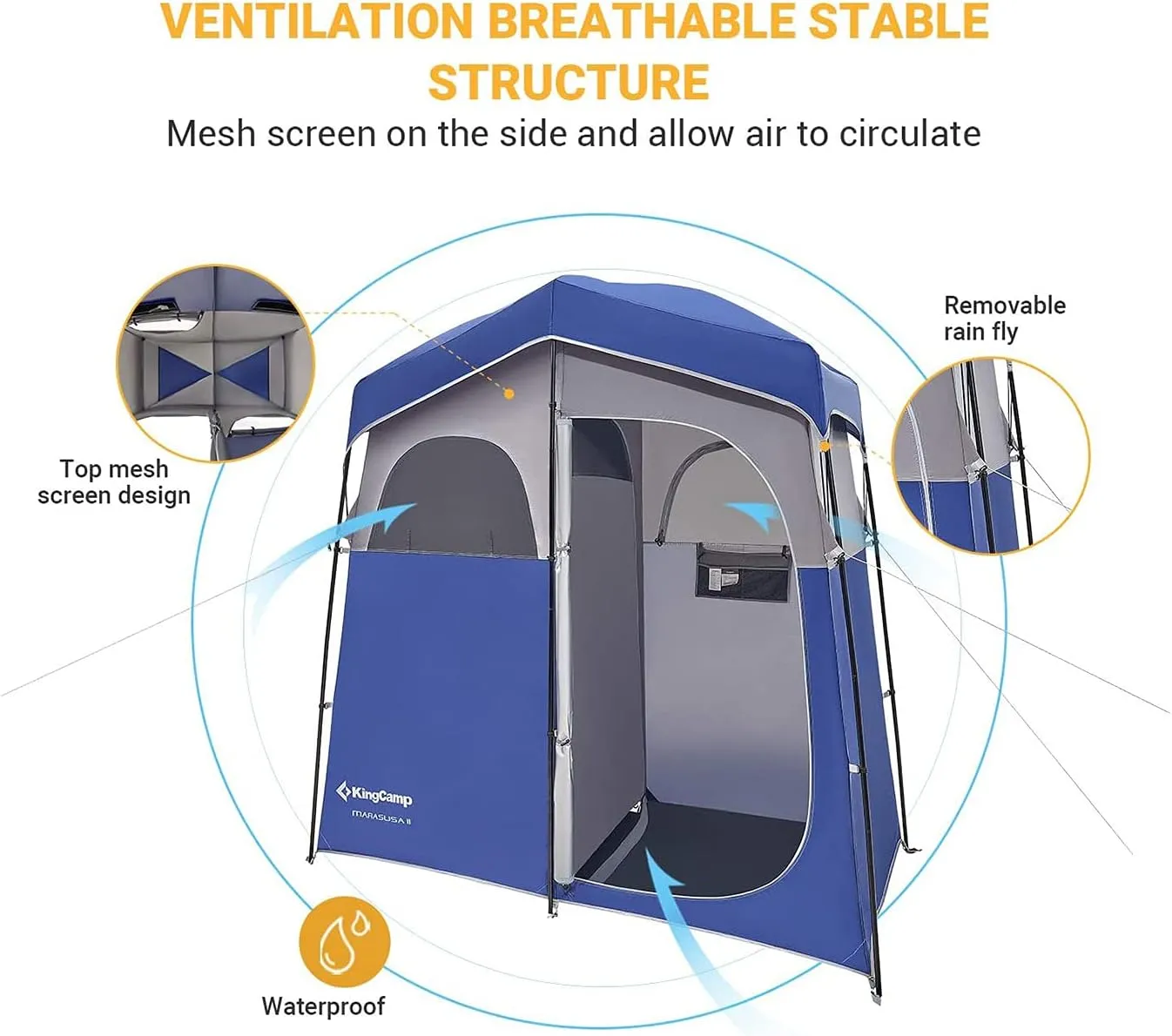 KingCamp Shower Tent, Portable Privacy Tent Outdoor Camping 1/2 Room Toilet Tents with Shower Bag & Dressing Room for Travel Beach Tailgate