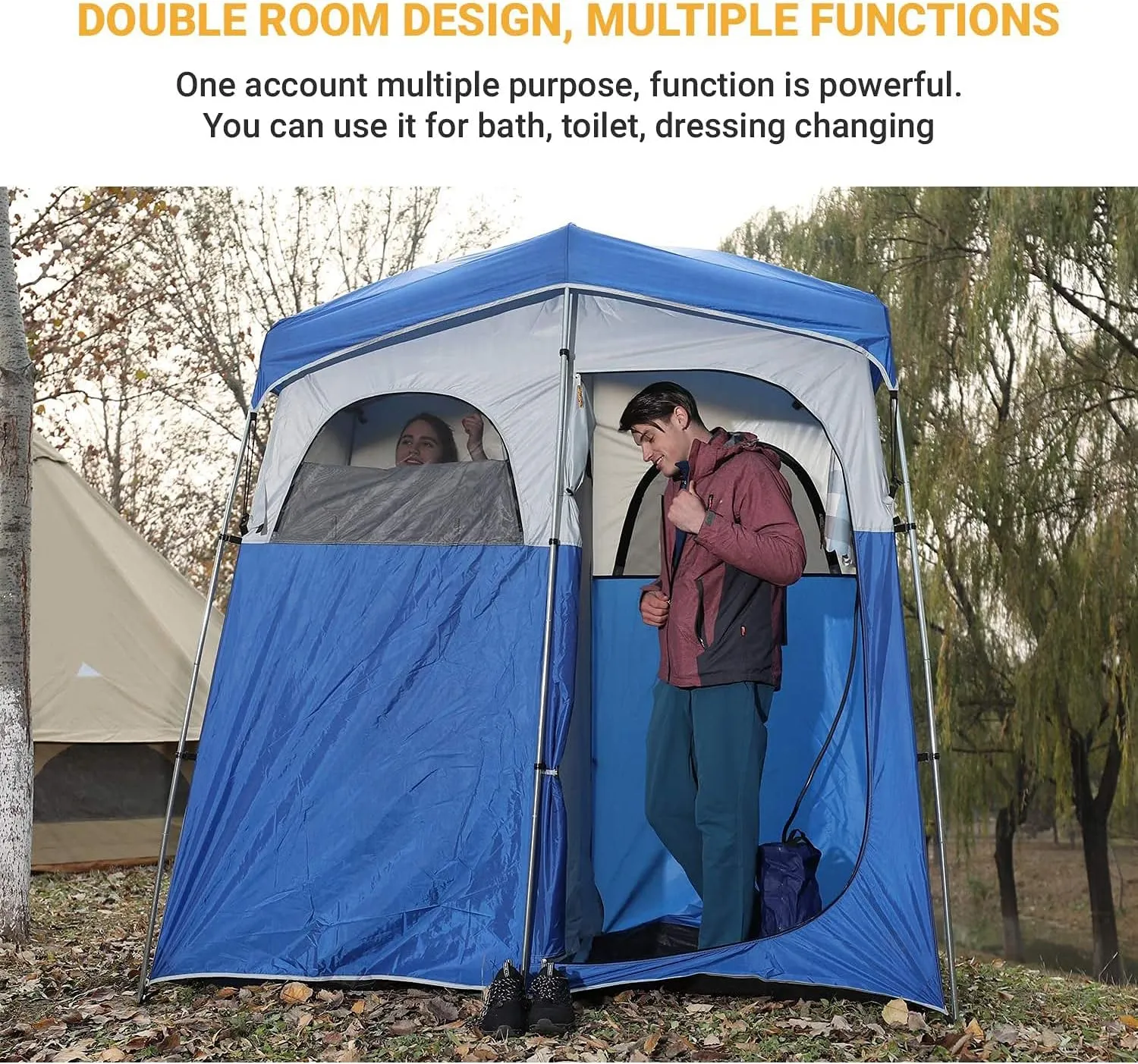 KingCamp Shower Tent, Portable Privacy Tent Outdoor Camping 1/2 Room Toilet Tents with Shower Bag & Dressing Room for Travel Beach Tailgate