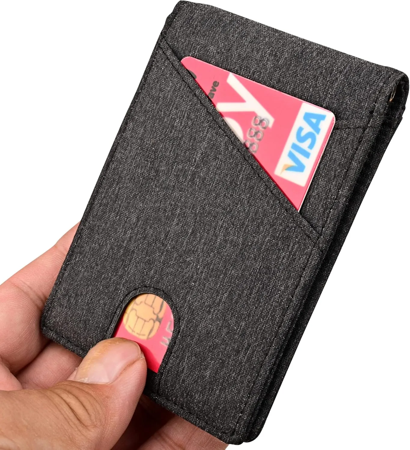 kinzd Slim Wallet with Money Clip RFID Blocking Minimalist Bifold Wallet for Men Genuine Leather Front Pocket Card Holder