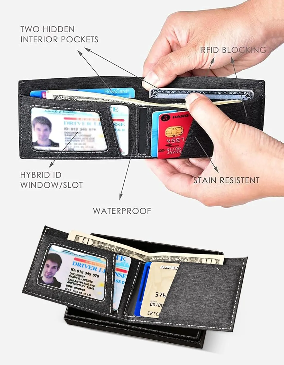 kinzd Slim Wallet with Money Clip RFID Blocking Minimalist Bifold Wallet for Men Genuine Leather Front Pocket Card Holder