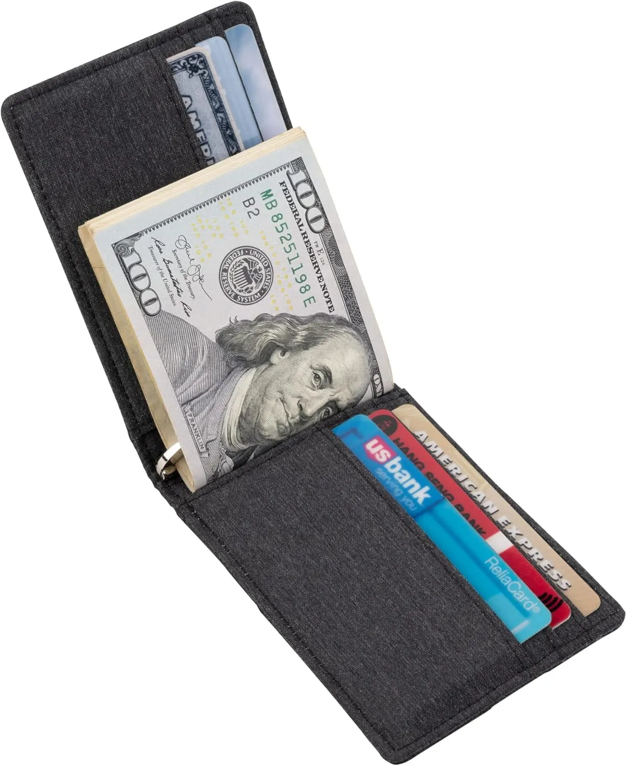 kinzd Slim Wallet with Money Clip RFID Blocking Minimalist Bifold Wallet for Men Genuine Leather Front Pocket Card Holder
