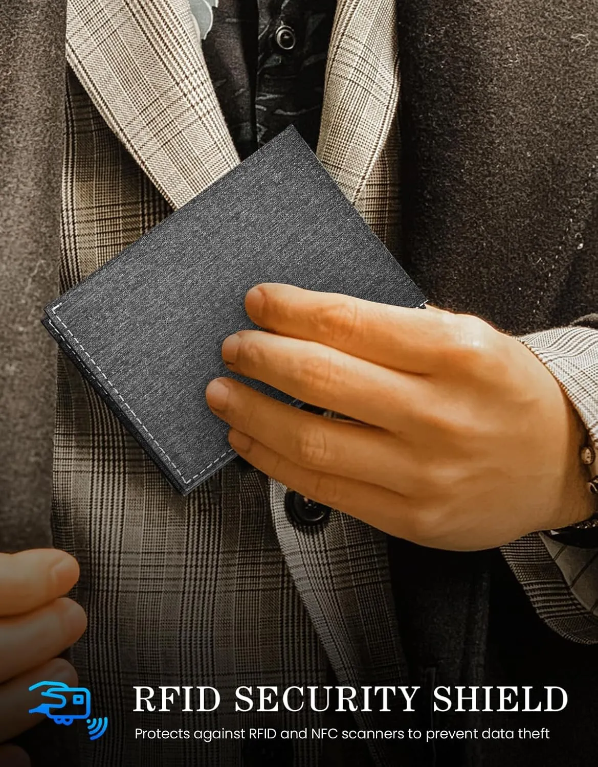 kinzd Slim Wallet with Money Clip RFID Blocking Minimalist Bifold Wallet for Men Genuine Leather Front Pocket Card Holder