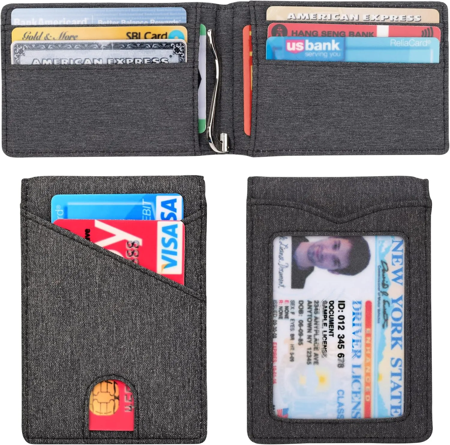 kinzd Slim Wallet with Money Clip RFID Blocking Minimalist Bifold Wallet for Men Genuine Leather Front Pocket Card Holder