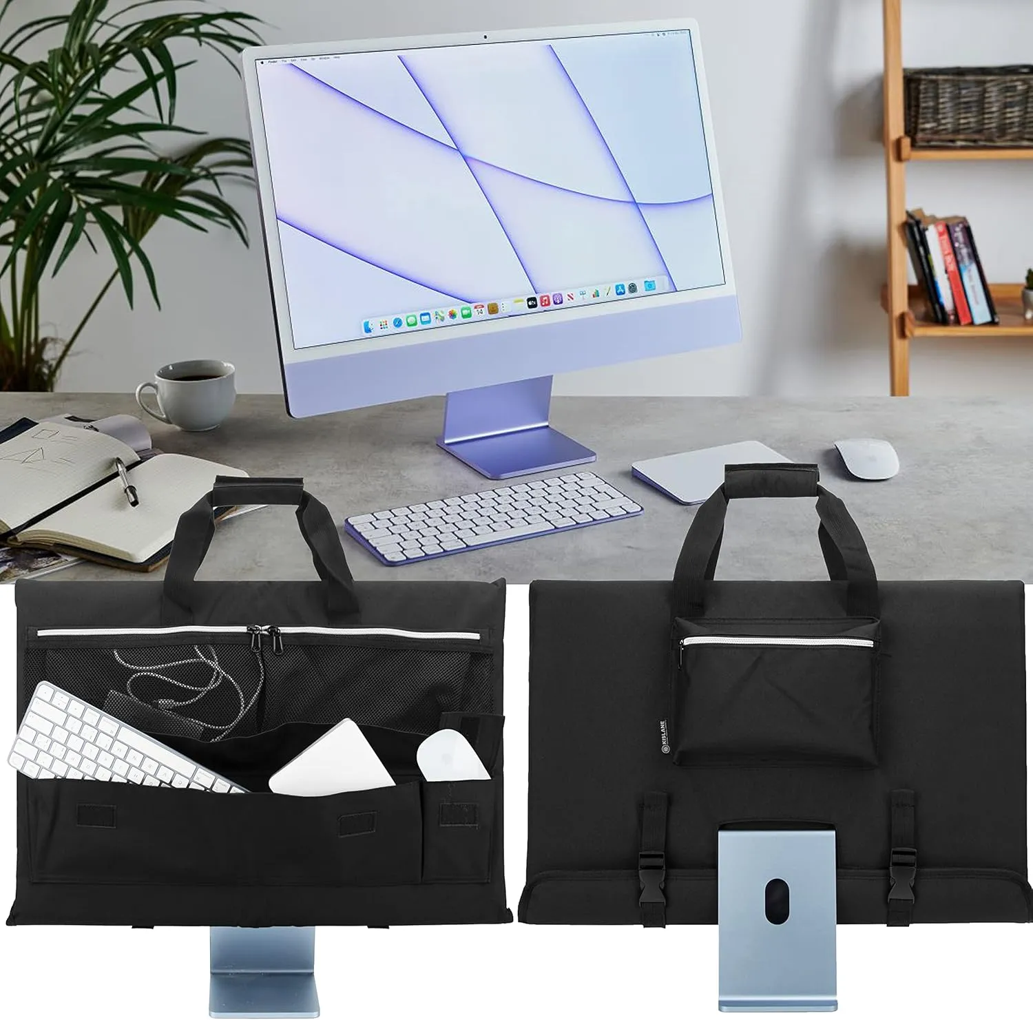 KISLANE Travel Carrying Case for 24'' iMac Desktop Computer, Protective Storage Bag for iMac Monitor Dust Cover with Carry Handle for 24 inch iMac Screen and Accessories (Black)