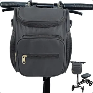 Knee Scooter Walker Handlebar Bag - Multiple Uses for Knee Walker, Bike, Scooter, Wheelchair - Black