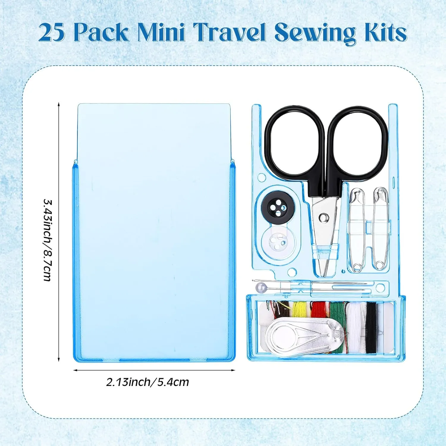 Knitgrip 25 Boxes Mini Travel Sewing Kit Quick Fix Sewing Kits Bulk Basic Portable Pre Threaded Needle Emergency Repair Tool for Beginner Traveler Home Hotel (Blue)