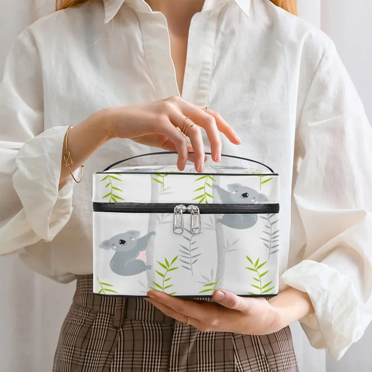 Koalas Paint Makeup Bag Small Cosmetic Bag for Women Travel Makeup Case Organizer Portable Zipper Make Up Brush Bag Cute Toiletry Bag Storage Bags with Handle