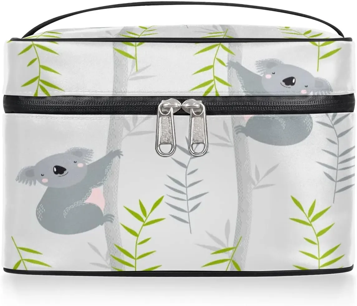 Koalas Paint Makeup Bag Small Cosmetic Bag for Women Travel Makeup Case Organizer Portable Zipper Make Up Brush Bag Cute Toiletry Bag Storage Bags with Handle