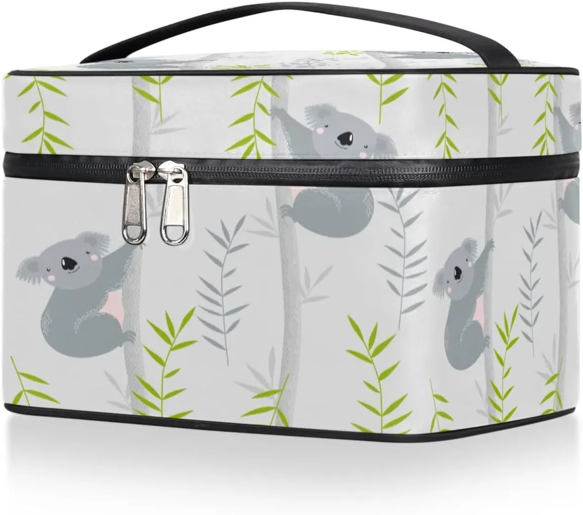 Koalas Paint Makeup Bag Small Cosmetic Bag for Women Travel Makeup Case Organizer Portable Zipper Make Up Brush Bag Cute Toiletry Bag Storage Bags with Handle