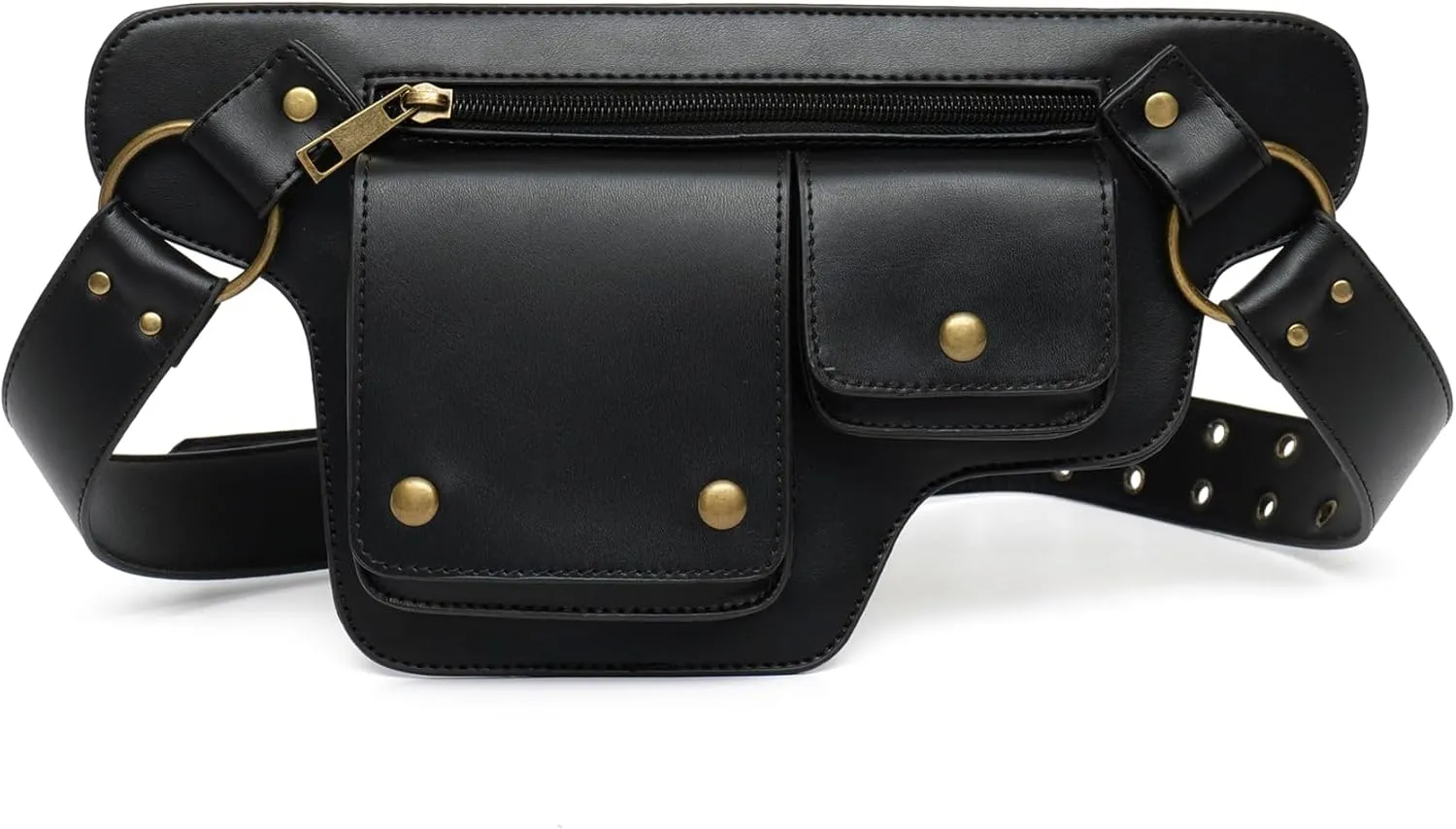 KPYWZER Leather Thigh Drop Leg Bag Retro Fanny Pack Utility Hip Belt Waist Bags Travel Outdoors Waist Pack Black