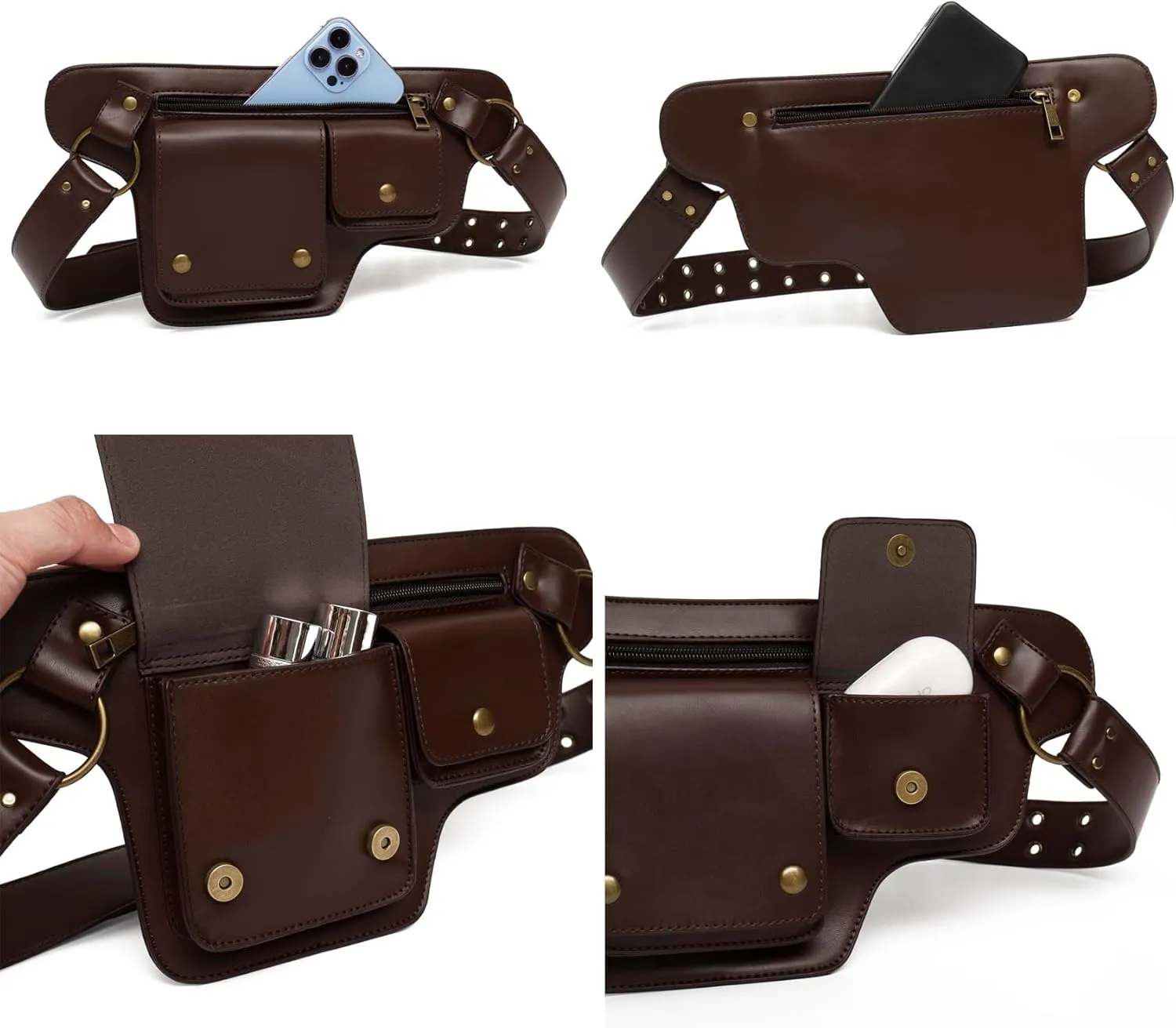KPYWZER Leather Thigh Drop Leg Bag Retro Fanny Pack Utility Hip Belt Waist Bags Travel Outdoors Waist Pack Black