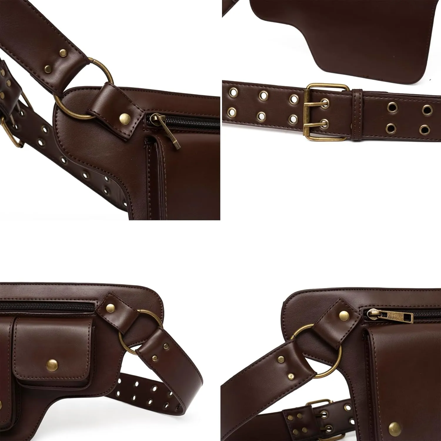 KPYWZER Leather Thigh Drop Leg Bag Retro Fanny Pack Utility Hip Belt Waist Bags Travel Outdoors Waist Pack Black