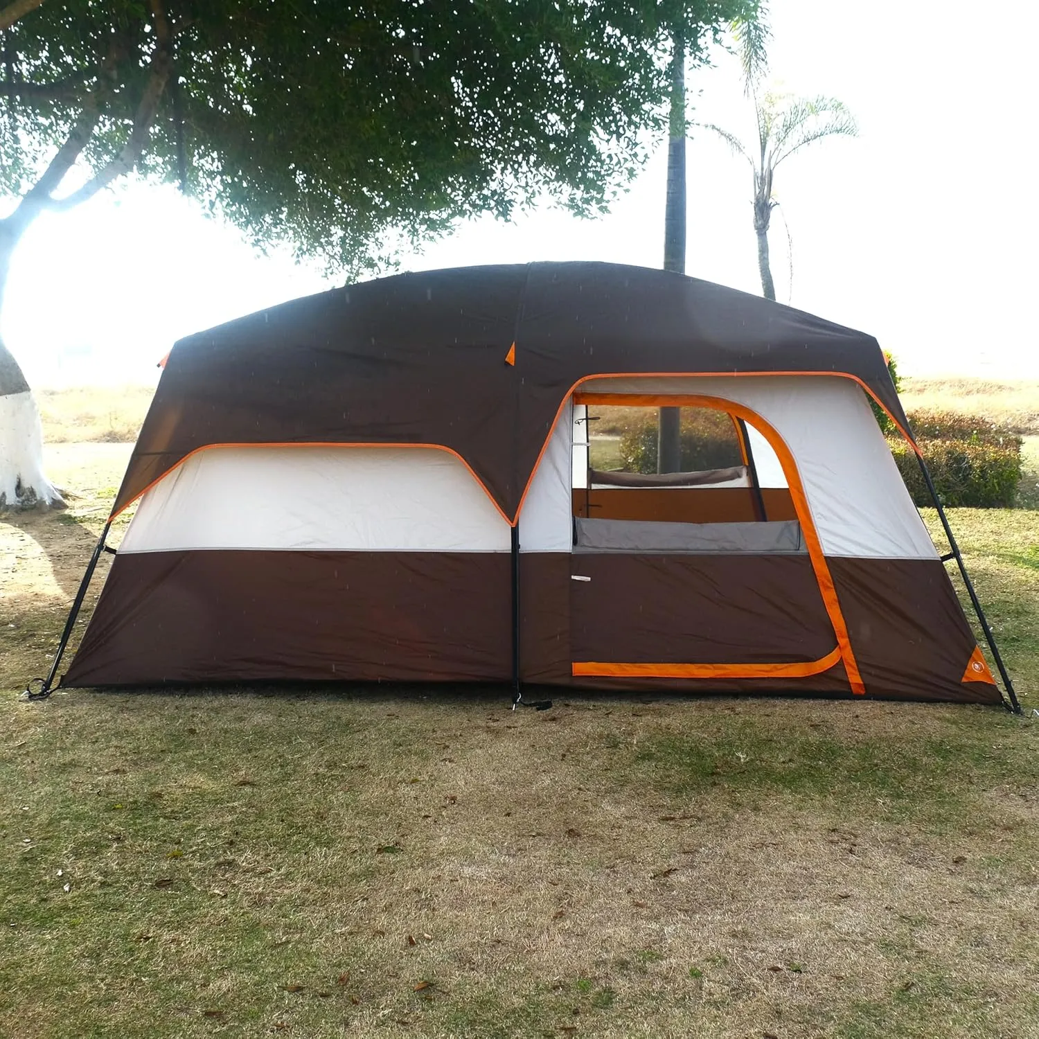 KTT Extra Large Tent 10-12-14 Person(A),Family Cabin Tents,2 Rooms,3 Doors and 3 Windows with Mesh,Straight Wall,Waterproof,Double Layer,Big Tent for Outdoor,Picnic,Camping,Family Gathering