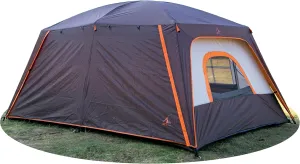 KTT Large Family Cabin Tent 10-12 Person,14.1X10X6.58ft,2 Rooms,3 Storage Pockets,2 Bay-Windows 3 Doors and 3 Windows with Mesh,Straight Wall,Waterproof,Double Layer,Big Tent for Outdoor,Camping