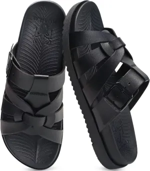 KuaiLu Gladiator Sandals for Women with Comfortable Arch Support Summer Beach Walking Fisherman Slides Boho Outfits Slip on Cushion Shoes Indoor Outdoor