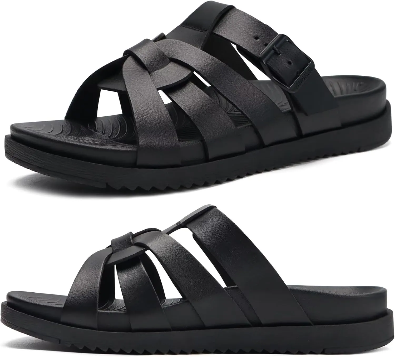 KuaiLu Gladiator Sandals for Women with Comfortable Arch Support Summer Beach Walking Fisherman Slides Boho Outfits Slip on Cushion Shoes Indoor Outdoor