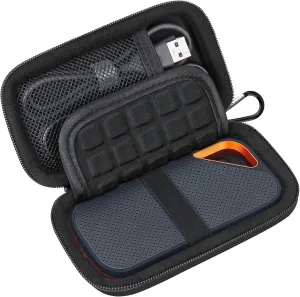 Lacdo Hard Carrying Case for SanDisk Extreme Pro/SanDisk Extreme Portable External SSD 500GB 1TB 2TB 4TB 8TB USB-C Solid State Drive EVA Shockproof Protective Storage Travel Bag, Black Black