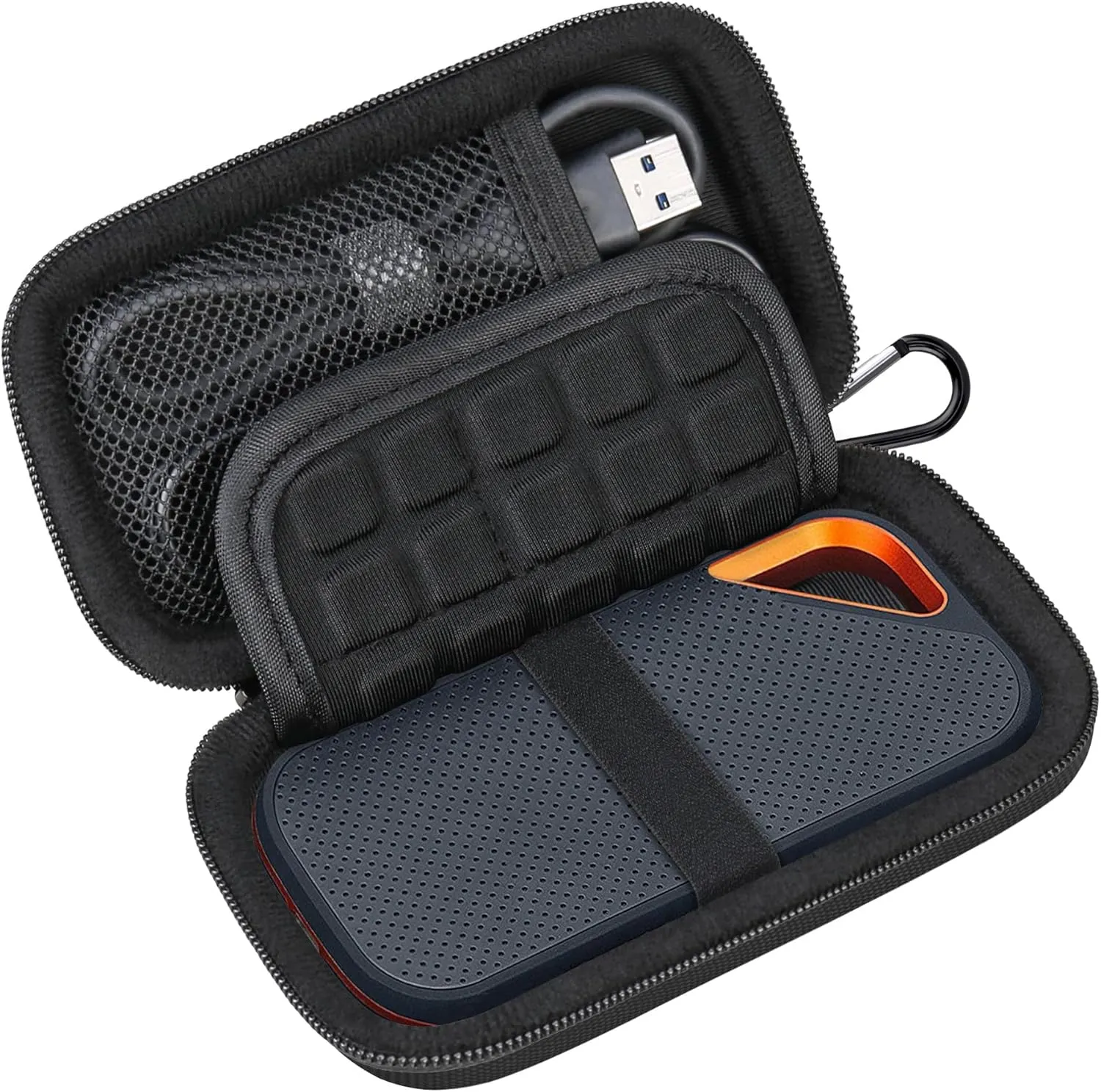 Lacdo Hard Carrying Case for SanDisk Extreme Pro/SanDisk Extreme Portable External SSD 500GB 1TB 2TB 4TB 8TB USB-C Solid State Drive EVA Shockproof Protective Storage Travel Bag, Black Black