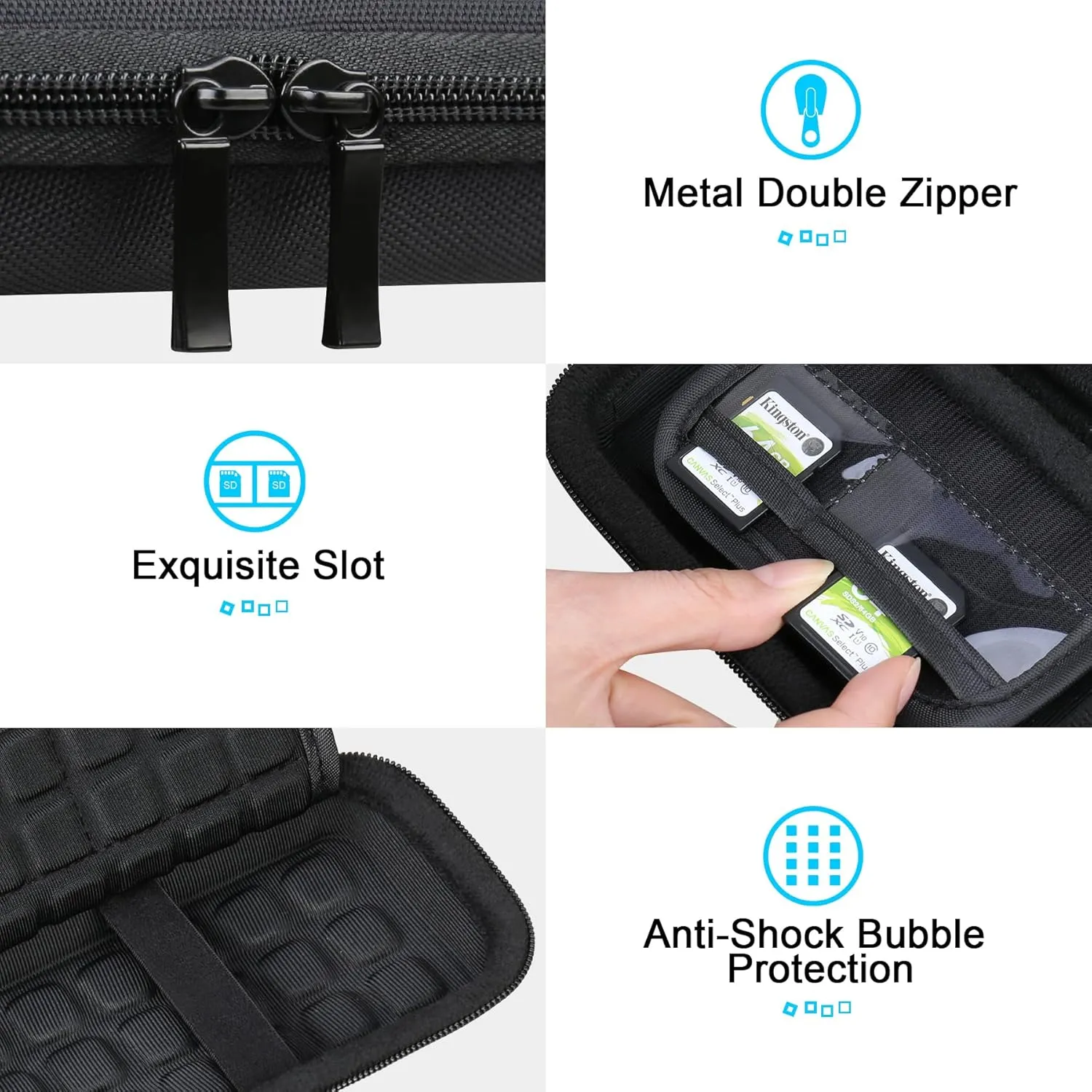 Lacdo Hard Carrying Case for SanDisk Extreme Pro/SanDisk Extreme Portable External SSD 500GB 1TB 2TB 4TB 8TB USB-C Solid State Drive EVA Shockproof Protective Storage Travel Bag, Black Black