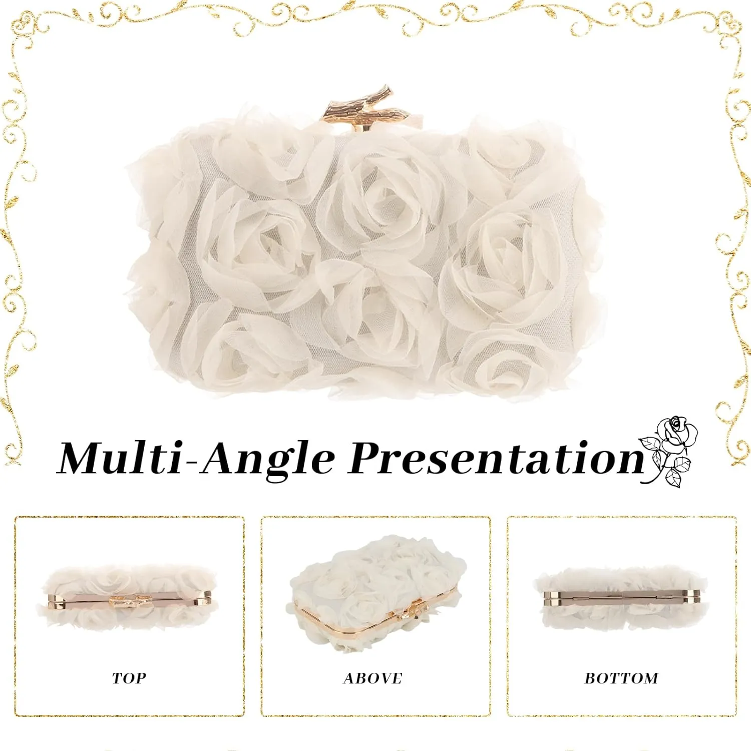 Lanpet Women Clutches Purse Lace Formal Flower Evening Handbag Chain Strap Shoulder Bag