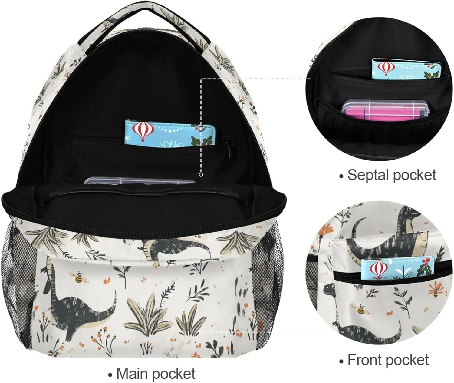 Laptop Backpack for Women Men Fashion College School Computer Bag with Chest Strap for Travel Trip Beauty Dinosaurs