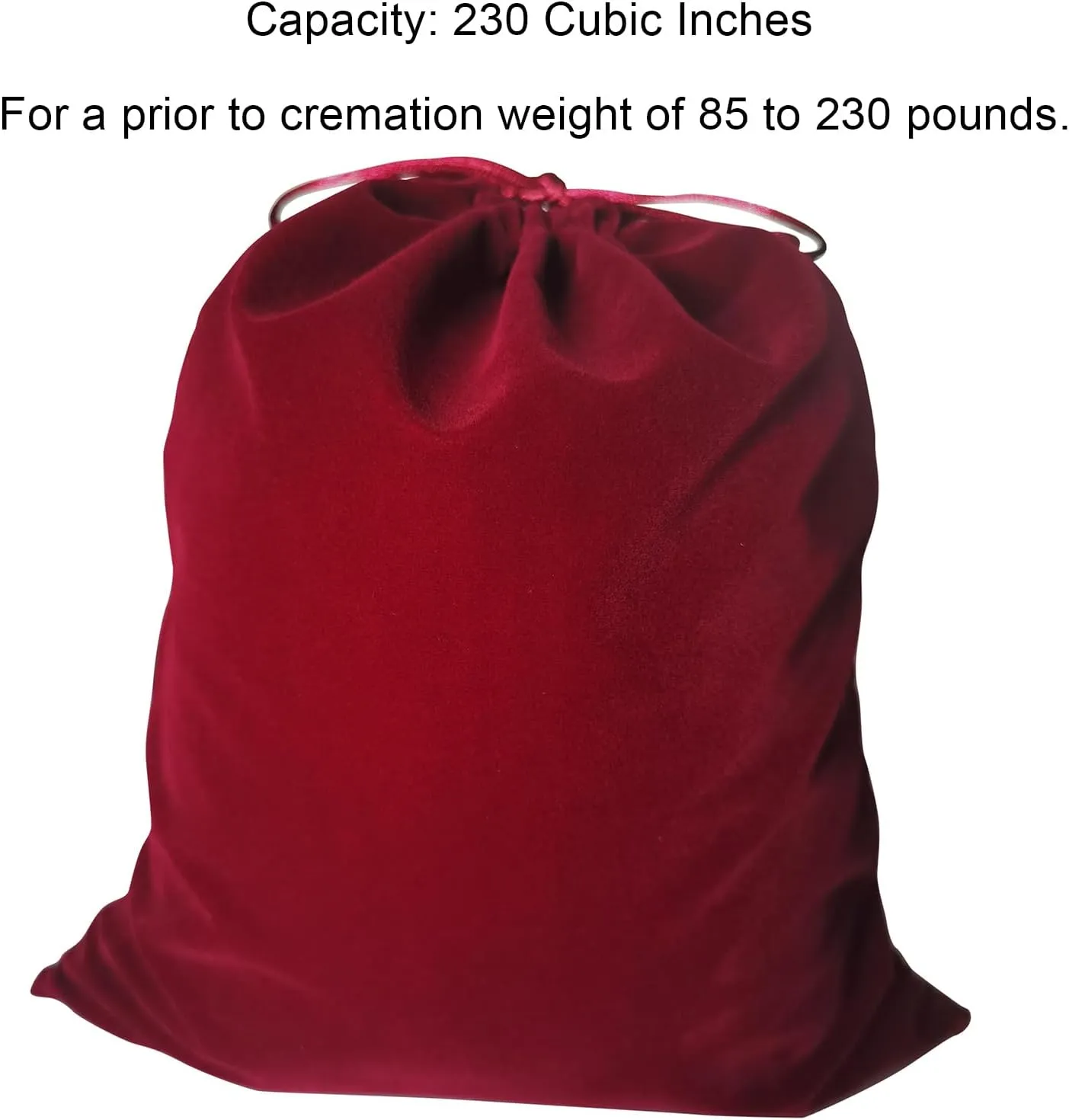 Large Burgundy Velvet Cremains Bag - for Use Inside The Urn - Size 10"X12" (230 Cubic Inches Capacity) - Includes a Resealable PE Material Ashes Storage Bag Suitable for All Ashes (Burgundy, Large)