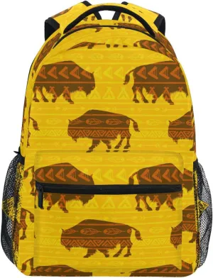 Large Capacity Backpack for School Trips Bohemian Bison Lightweight Student Bags Multifunctional Laptop Bag