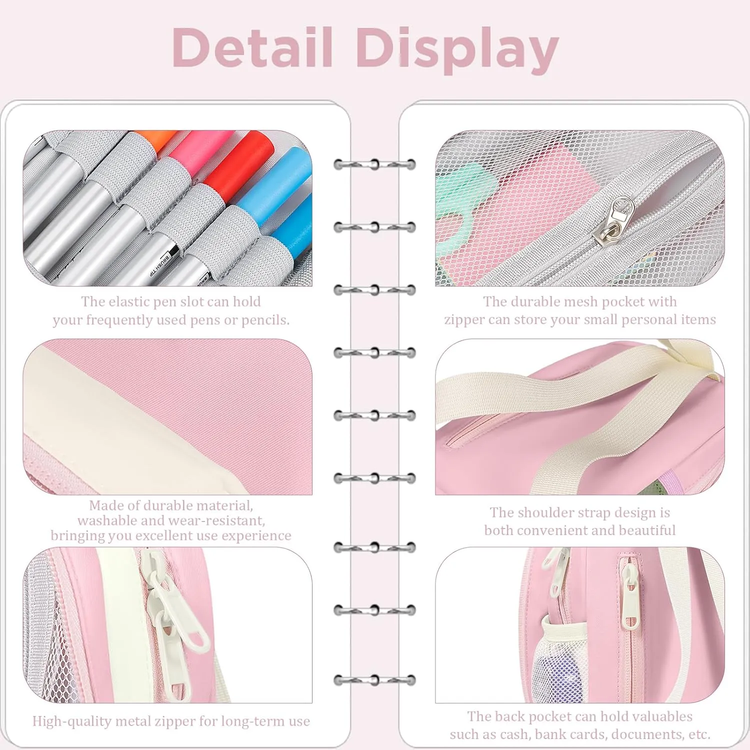 Large Capacity Pencil Case, Mini Backpack Pencil Case, Storage High Capacity Bag Pouch Holder Marker Pen Organizer, for Student, Teen Girls, Adults (Apricot Pink)