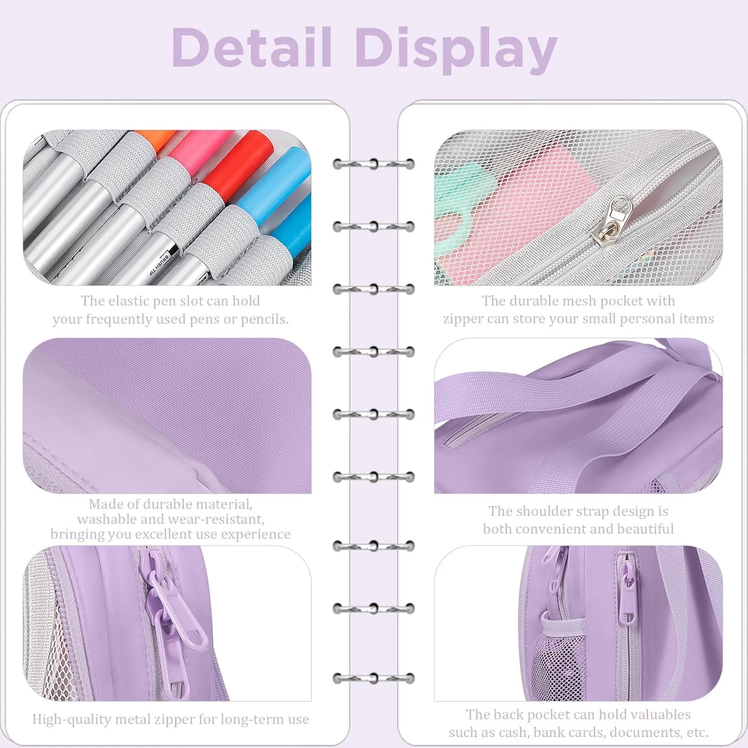 Large Capacity Pencil Case, Mini Backpack Pencil Case, Storage High Capacity Bag Pouch Holder Marker Pen Organizer, for Student, Teen Girls, Adults (Purple)