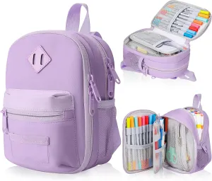 Large Capacity Pencil Case, Mini Backpack Pencil Case, Storage High Capacity Bag Pouch Holder Marker Pen Organizer, for Student, Teen Girls, Adults (Purple)
