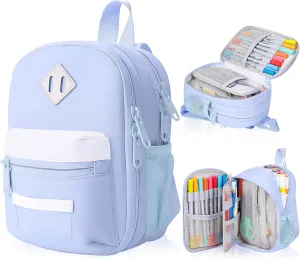 Large Capacity Pencil Case, Mini Backpack Pencil Case, Storage High Capacity Bag Pouch Holder Marker Pen Organizer, for Student, Teen Girls, Adults (Sky Blue)
