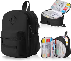 Large Capacity Pencil Case, Mini Backpack Pencil Case, Storage High Capacity Bag Pouch Holder Marker Pen Organizer, for Student, Teen Girls, Adults(Black)