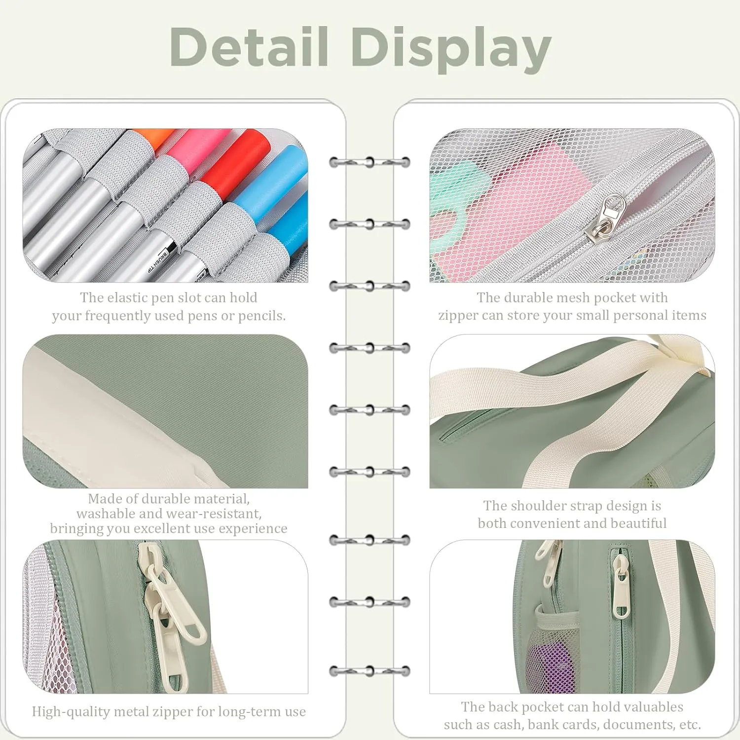 Large Capacity Pencil Case, Mini Backpack Pencil Case, Storage High Capacity Bag Pouch Holder Marker Pen Organizer, for Student, Teen Girls, Adults(Green)