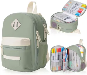 Large Capacity Pencil Case, Mini Backpack Pencil Case, Storage High Capacity Bag Pouch Holder Marker Pen Organizer, for Student, Teen Girls, Adults(Green)