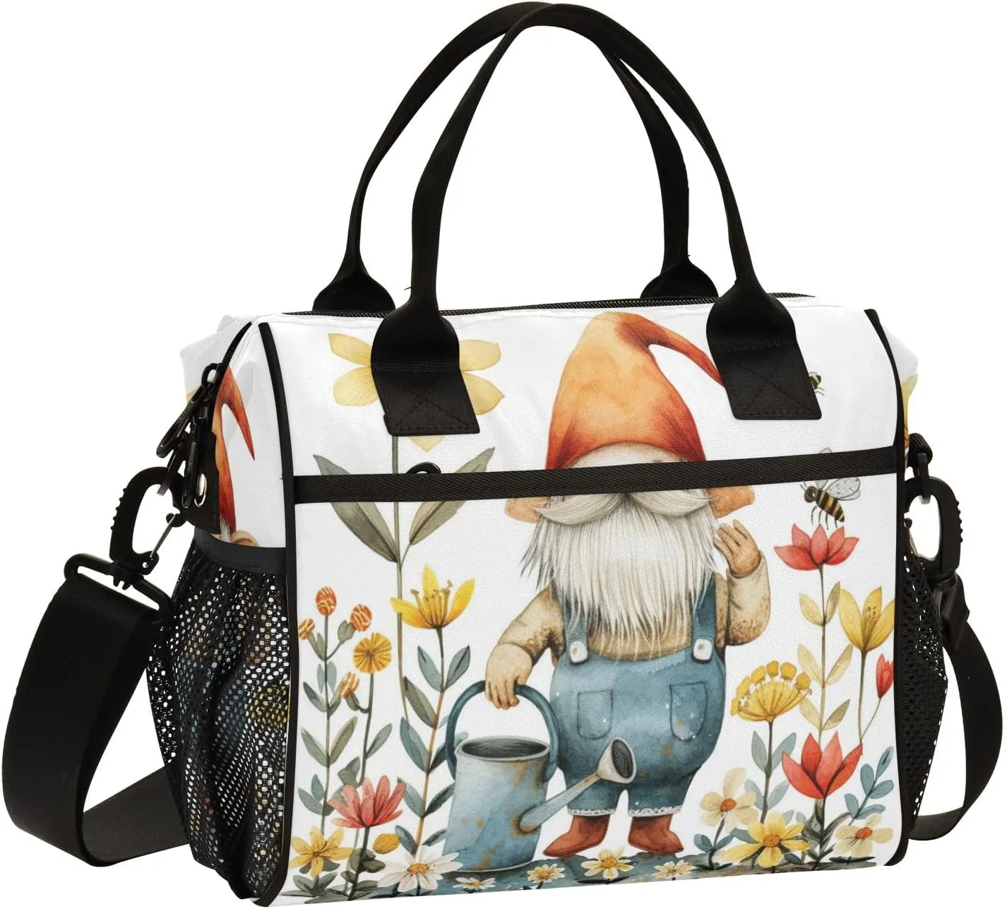 Large Lunch Bag, Dwarf Waters The Flowers Insulated Lunch Box Portable Cooler Bag Tote Bag for Students Adults School Office Picnic Hiking, M
