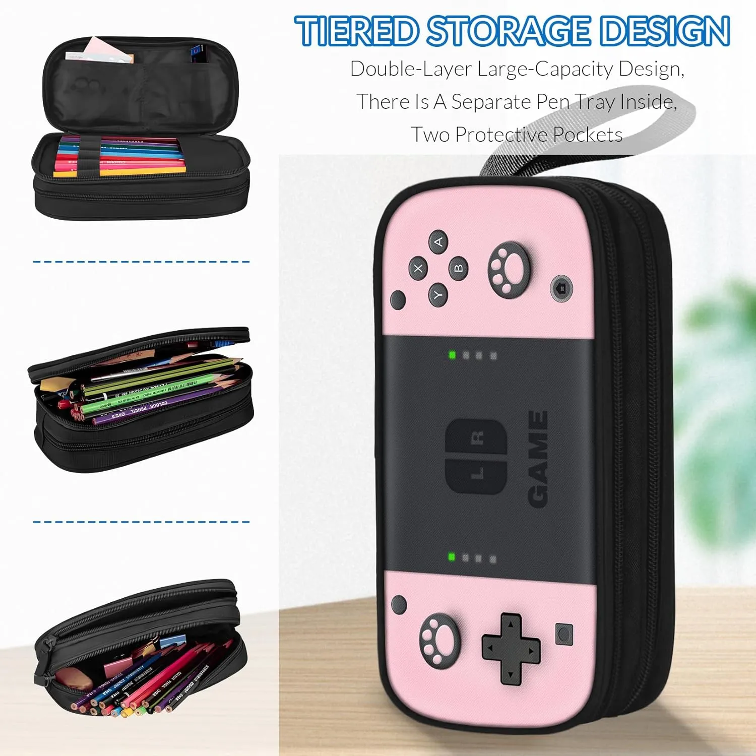 Large Pencil Case for Boys - Boys Pencil Pouch with Zipper Compartments - Big Capacity Pen Box Gamer Pen Bag Organizer for Kids Teens School
