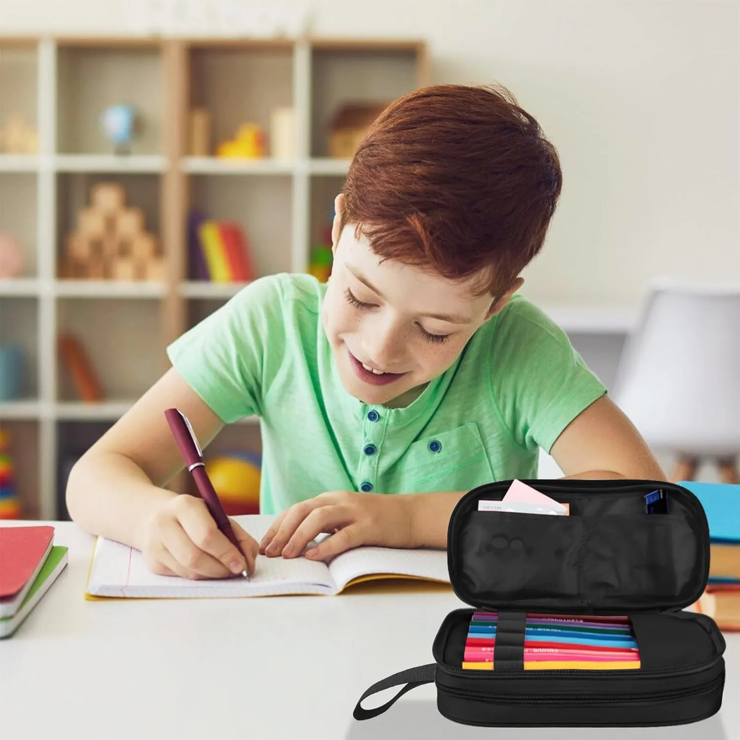 Large Pencil Case for Boys - Boys Pencil Pouch with Zipper Compartments - Big Capacity Pen Box Gamer Pen Bag Organizer for Kids Teens School