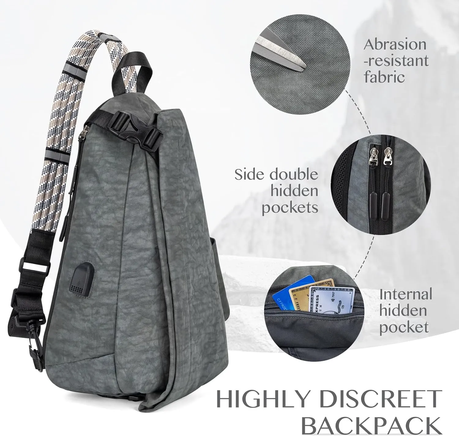 Large Sling Bag Nylon Purse Crossbody Bags for Women Waterproof Shoulder Bag for Women Men Travel Hiking